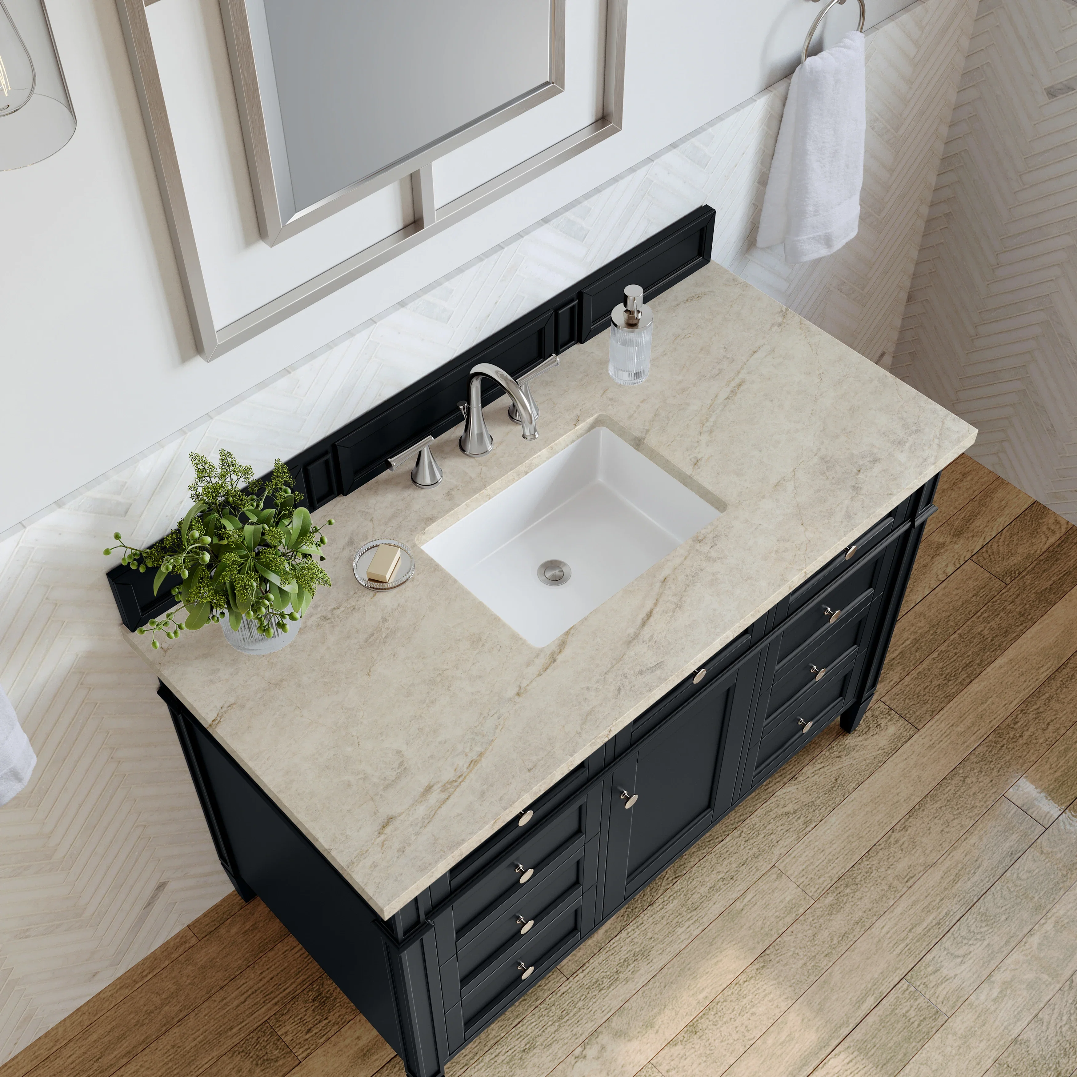 Brittany 48" Single Vanity, Black Onyx, w/ 3 CM Tajnar Eclos Top