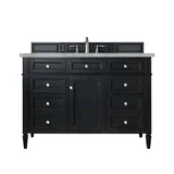 Brittany 48" Single Vanity, Black Onyx w/ 3 CM Victorian Silver Silestone Top
