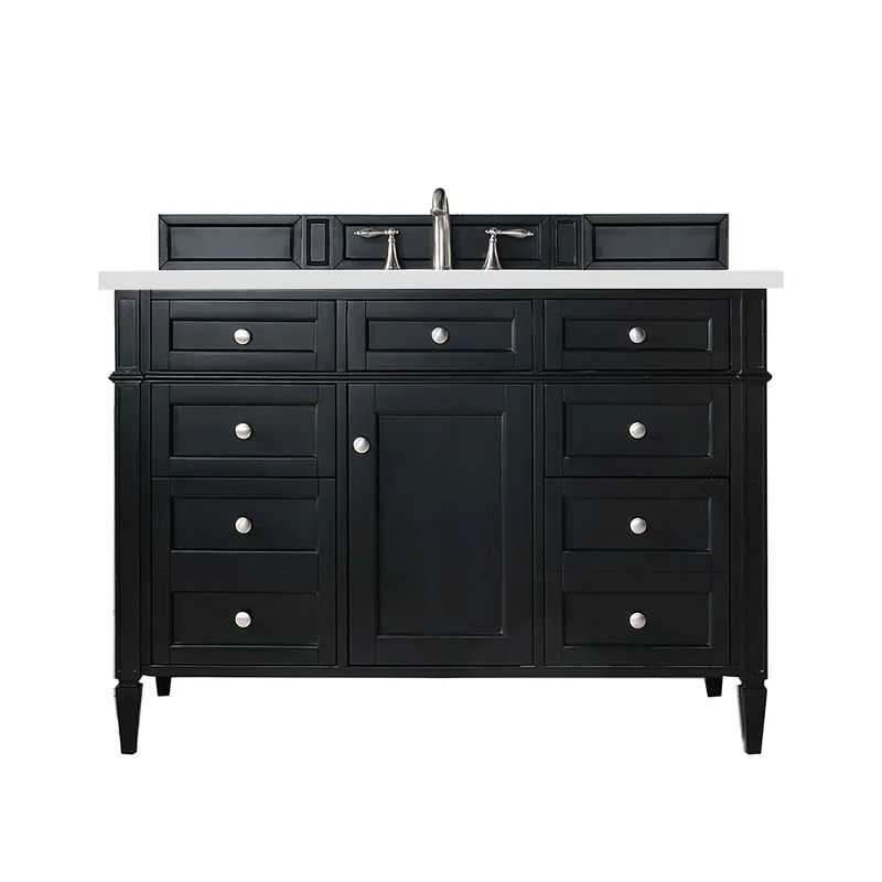 Brittany 48" Single Vanity, Black Onyx w/ 3 CM White Zeus Silestone Top
