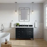 Brittany 48" Single Vanity, Black Onyx w/ 3 CM White Zeus Silestone Top