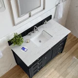 Brittany 48" Single Vanity, Black Onyx w/ 3 CM Eternal Jasmine Pearl Silestone Top w/FreePower Wireless Charger