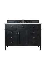Brittany 48" Single Vanity, Black Onyx w/ 3 CM Ethereal Noctis Silestone Top w/FreePower Wireless Charger