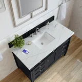 Brittany 48" Single Vanity, Black Onyx w/ 3 CM Ethereal Noctis Silestone Top w/FreePower Wireless Charger