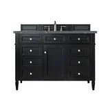 Brittany 48" Single Vanity, Black Onyx w/ 3 CM Parisien Bleu Silestone Top w/FreePower Wireless Charger