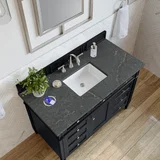 Brittany 48" Single Vanity, Black Onyx w/ 3 CM Parisien Bleu Silestone Top w/FreePower Wireless Charger