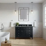 Brittany 48" Single Vanity, Black Onyx w/ 3 CM Parisien Bleu Silestone Top w/FreePower Wireless Charger