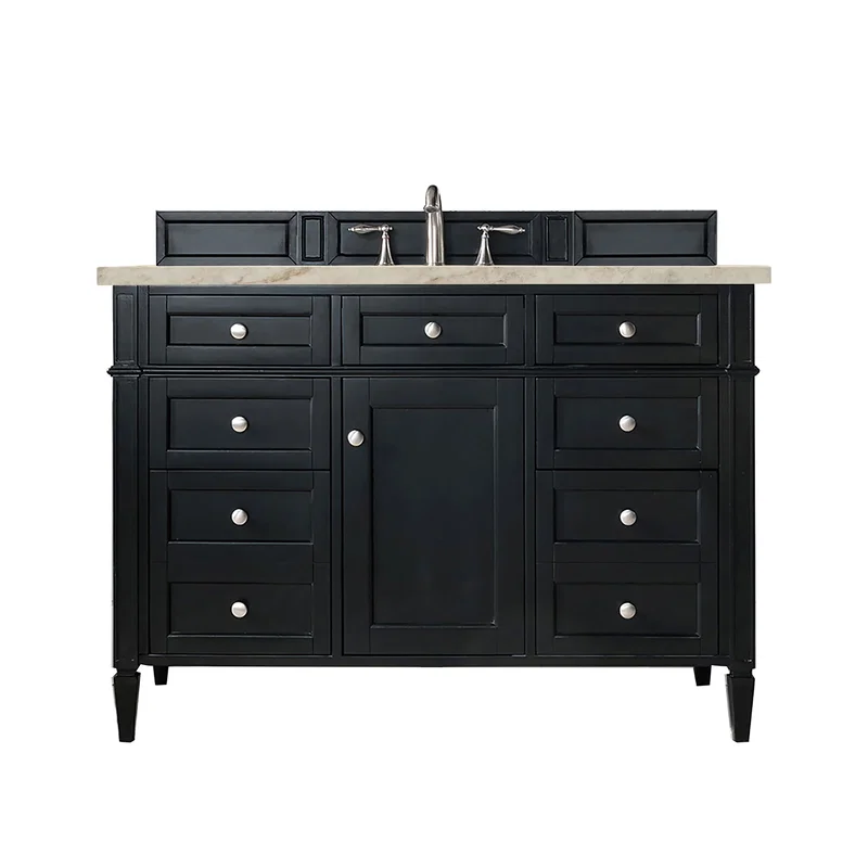Brittany 48" Single Vanity, Black Onyx, w/ 3 CM Tajnar Eclos Top w/FreePower Wireless Charger