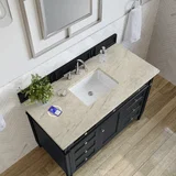 Brittany 48" Single Vanity, Black Onyx, w/ 3 CM Tajnar Eclos Top w/FreePower Wireless Charger