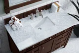 Brittany 48" Single Vanity, Burnished Mahogany w/ 3 CM Carrara Marble Top
