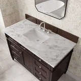 Brittany 48" Single Vanity, Burnished Mahogany w/ 3 CM Carrara Marble Top