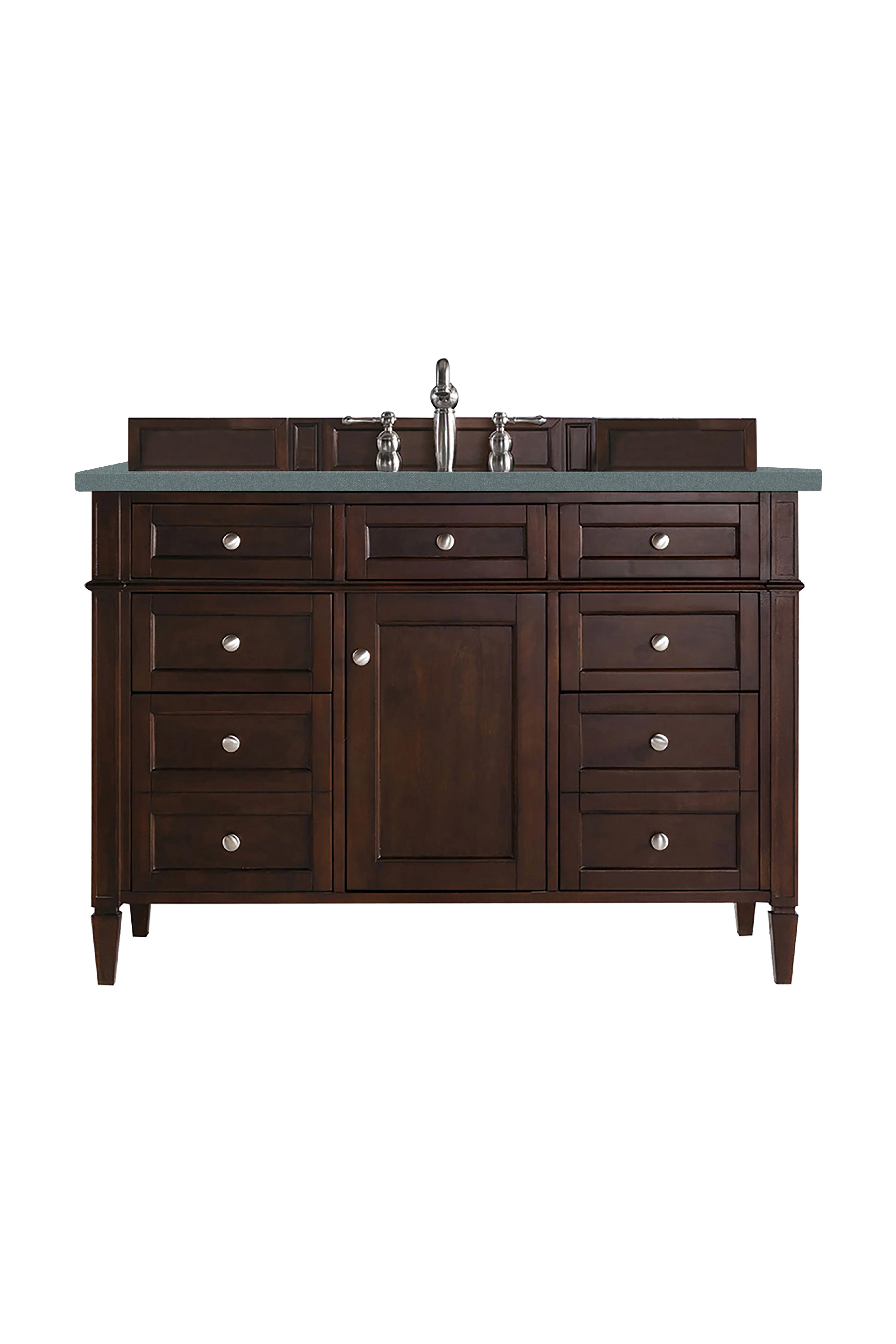 Brittany 48" Single Vanity, Burnished Mahogany w/ 3 CM Cala Blue Silestone Top