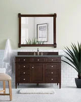 Brittany 48" Single Vanity, Burnished Mahogany w/ 3 CM Cala Blue Silestone Top