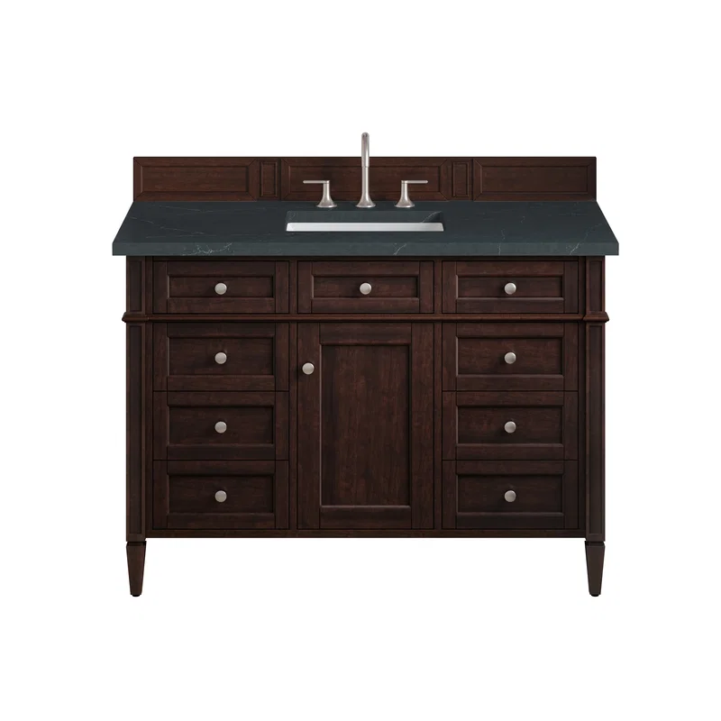 Brittany 48" Single Vanity, Burnished Mahogany w/ 3 CM Charcoal Soapstone Silestone Top