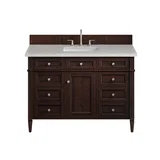 Brittany 48" Single Vanity, Burnished Mahogany w/ 3 CM Eternal Jasmine Pearl Silestone Top