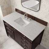 Brittany 48" Single Vanity, Burnished Mahogany w/ 3 CM Eternal Jasmine Pearl Silestone Top