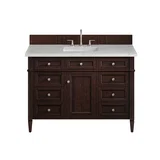 Brittany 48" Single Vanity, Burnished Mahogany w/ 3 CM Ethereal Noctis Silestone Top