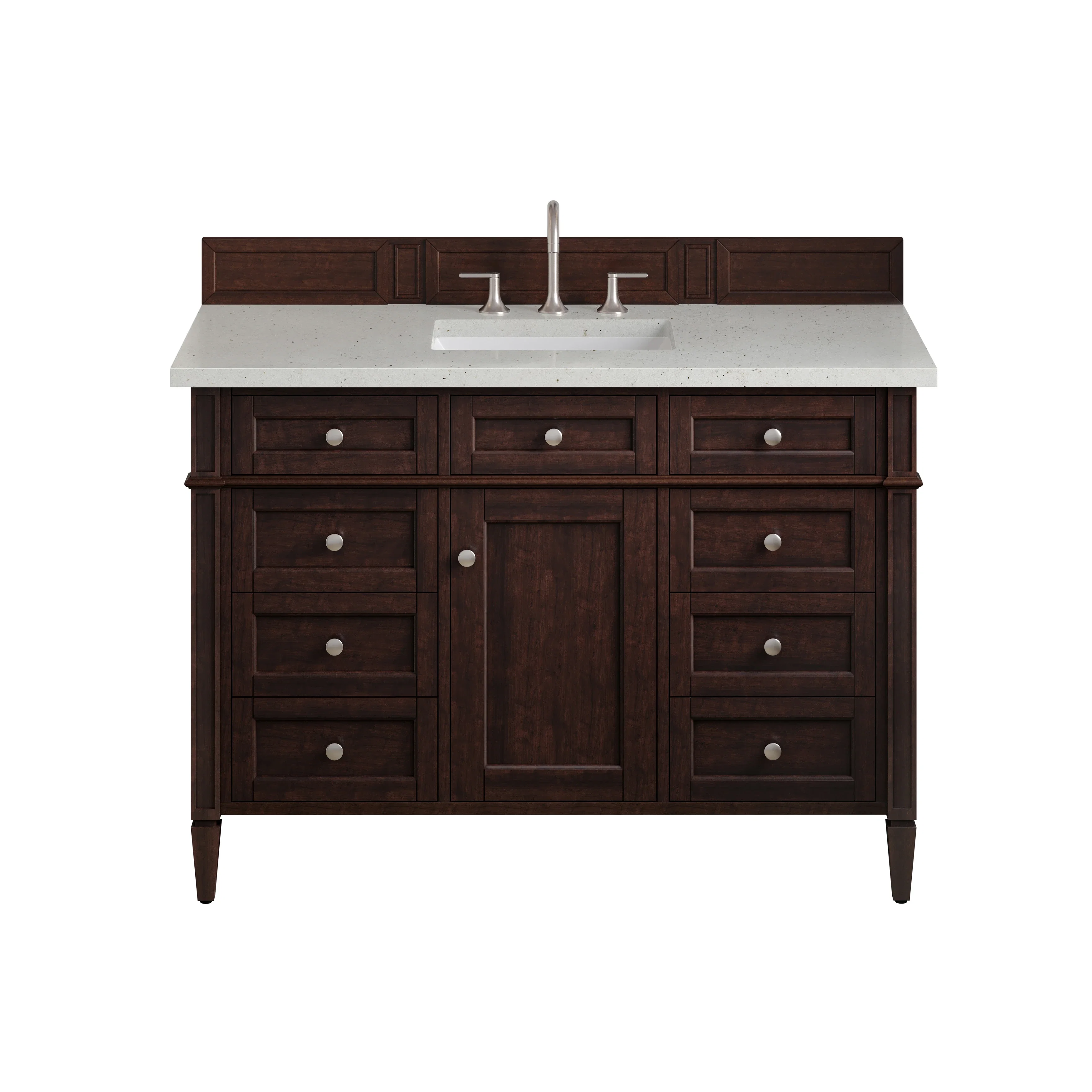 Brittany 48" Single Vanity, Burnished Mahogany w/ 3 CM Lime Delight Silestone Top