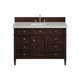 Brittany 48" Single Vanity, Burnished Mahogany w/ 3 CM Lime Delight Silestone Top