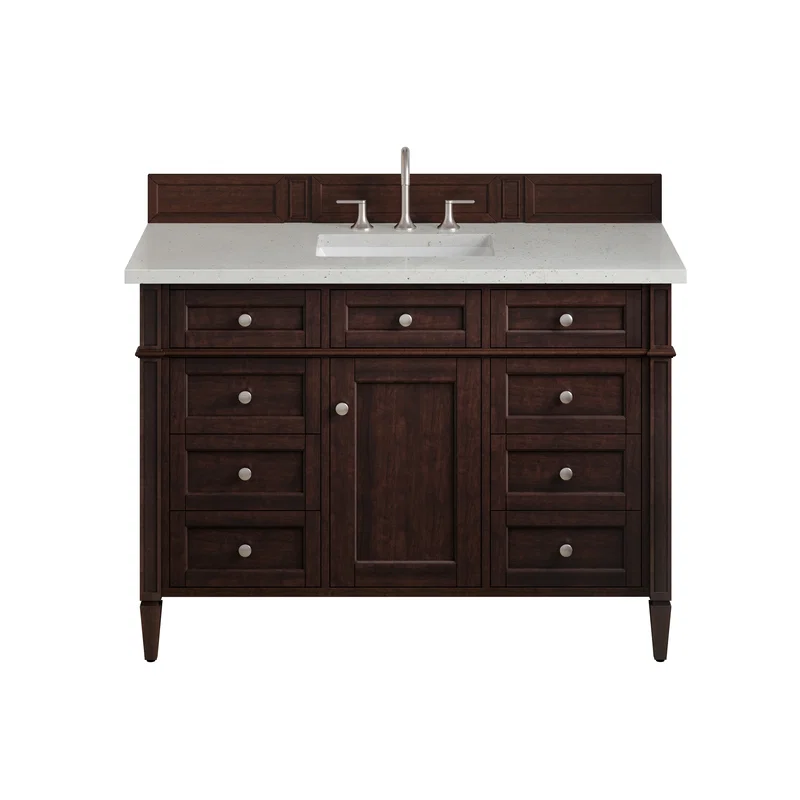 Brittany 48" Single Vanity, Burnished Mahogany w/ 3 CM Lime Delight Silestone Top