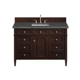 Brittany 48" Single Vanity, Burnished Mahogany w/ 3 CM Parisien Bleu Silestone Top