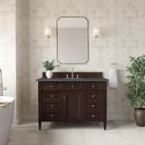 Brittany 48" Single Vanity, Burnished Mahogany w/ 3 CM Parisien Bleu Silestone Top