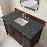 Brittany 48" Single Vanity, Burnished Mahogany w/ 3 CM Parisien Bleu Silestone Top