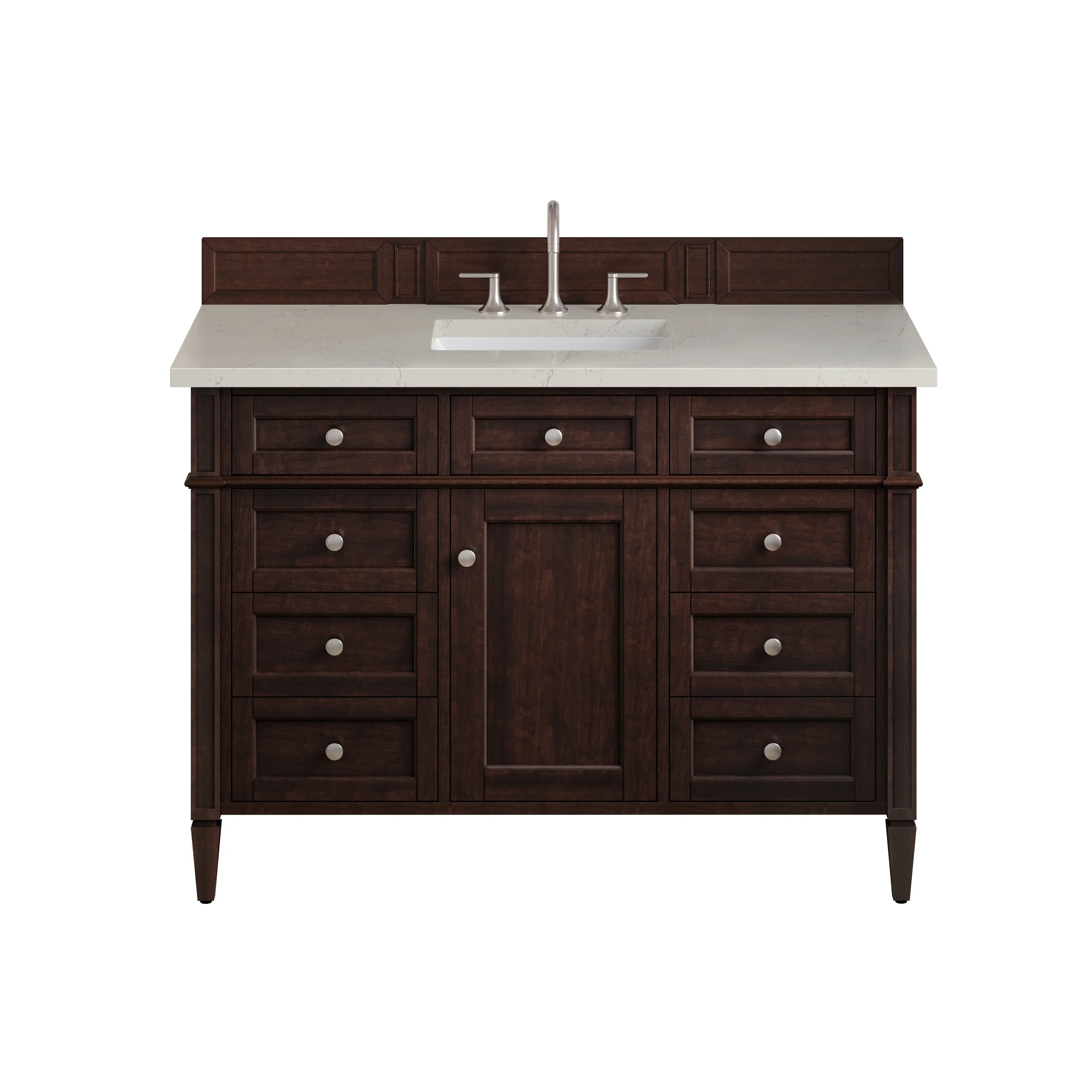 Brittany 48" Single Vanity, Burnished Mahogany, w/ 3 CM Siberian Silestone Top
