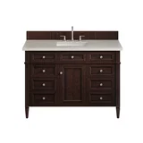 Brittany 48" Single Vanity, Burnished Mahogany, w/ 3 CM Siberian Silestone Top