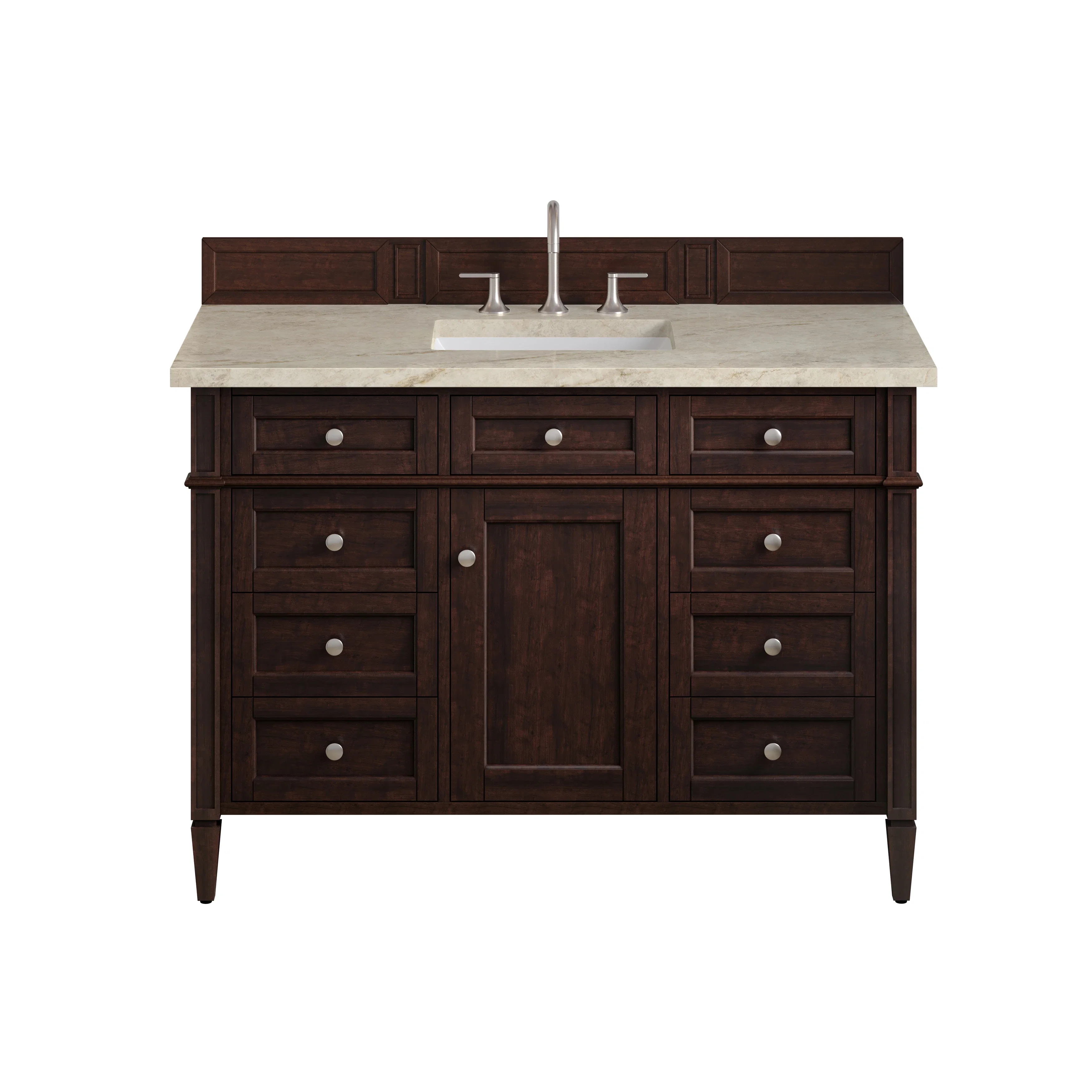 Brittany 48" Single Vanity, Burnished Mahogany, w/ 3 CM Tajnar Eclos Top