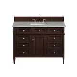 Brittany 48" Single Vanity, Burnished Mahogany w/ 3 CM Victorian Silver Silestone Top