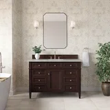 Brittany 48" Single Vanity, Burnished Mahogany w/ 3 CM Victorian Silver Silestone Top