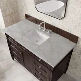 Brittany 48" Single Vanity, Burnished Mahogany w/ 3 CM Victorian Silver Silestone Top