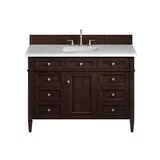 Brittany 48" Single Vanity, Burnished Mahogany w/ 3 CM White Zeus Silestone Top
