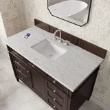 Brittany 48" Single Vanity, Burnished Mahogany w/ 3 CM Eternal Jasmine Pearl Silestone Top w/FreePower Wireless Charger