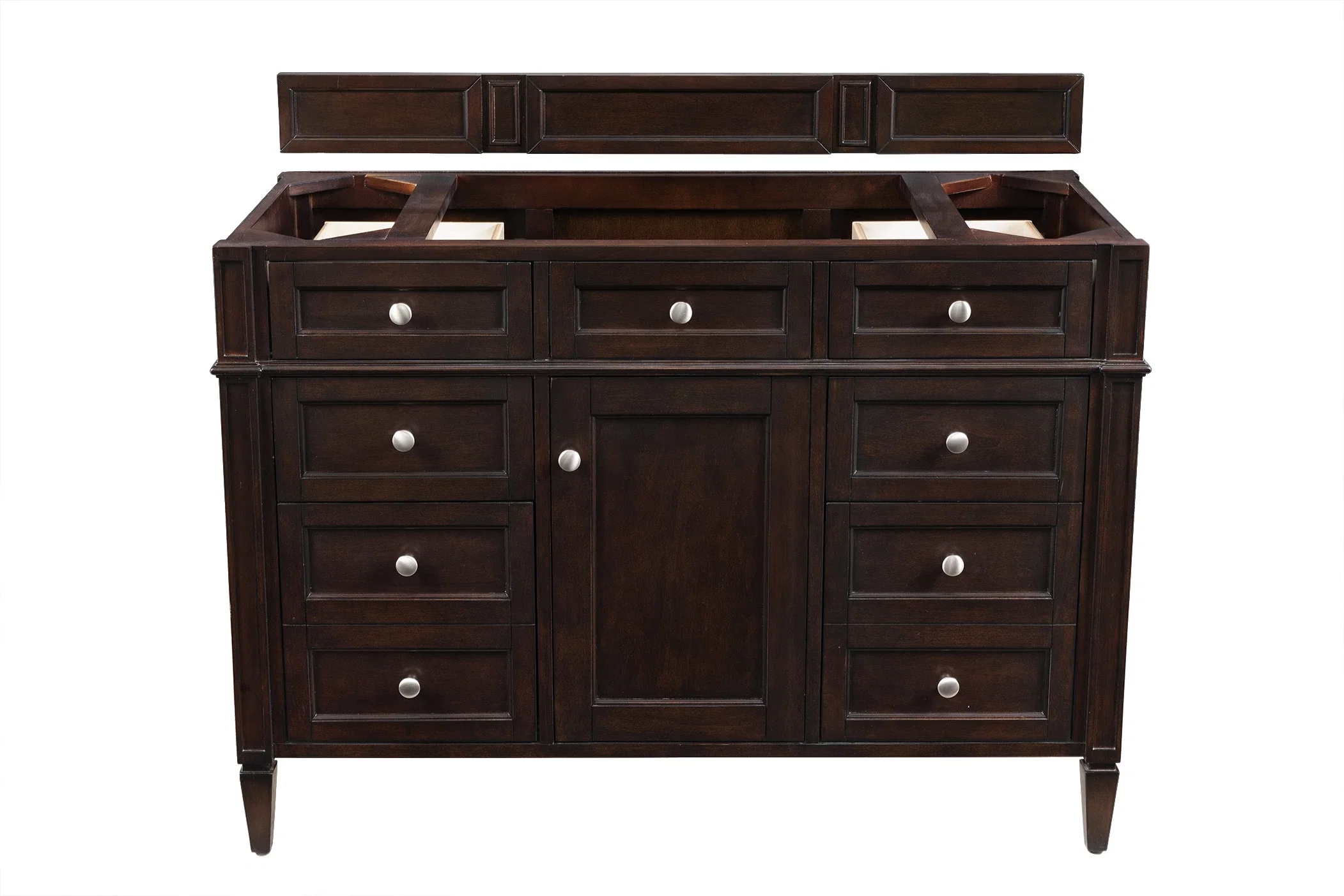 Brittany 48" Single Vanity, Burnished Mahogany w/ 3 CM Eternal Jasmine Pearl Silestone Top w/FreePower Wireless Charger