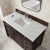Brittany 48" Single Vanity, Burnished Mahogany w/ 3 CM Ethereal Noctis Silestone Top w/FreePower Wireless Charger