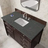 Brittany 48" Single Vanity, Burnished Mahogany w/ 3 CM Parisien Bleu Silestone Top w/FreePower Wireless Charger