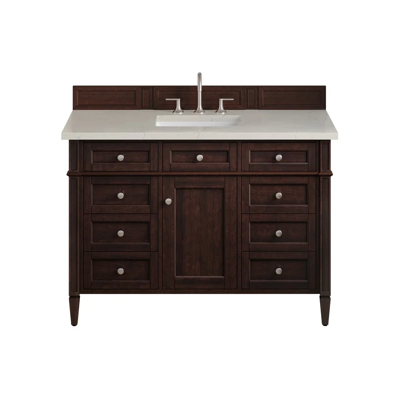 Brittany 48" Single Vanity, Burnished Mahogany, w/ 3 CM Siberian Silestone Top w/FreePower Wireless Charger