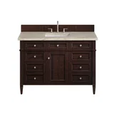 Brittany 48" Single Vanity, Burnished Mahogany, w/ 3 CM Tajnar Eclos Top w/FreePower Wireless Charger