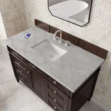 Brittany 48" Single Vanity, Burnished Mahogany w/ 3 CM Victorian Silver Silestone Top w/FreePower Wireless Charger