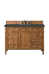 Brittany 48" Single Vanity, Saddle Brown w/ 3 CM Charcoal Soapstone Silestone Top