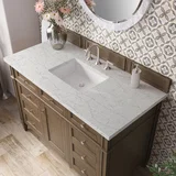 Brittany 48" Single Vanity, Saddle Brown w/ 3 CM Eternal Jasmine Pearl Silestone Top