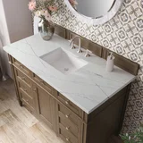 Brittany 48" Single Vanity, Saddle Brown w/ 3 CM Ethereal Noctis Silestone Top
