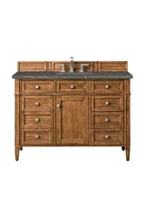 Brittany 48" Single Vanity, Saddle Brown w/ 3 CM Parisien Bleu Silestone Top