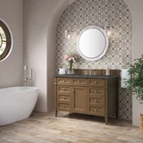 Brittany 48" Single Vanity, Saddle Brown w/ 3 CM Parisien Bleu Silestone Top
