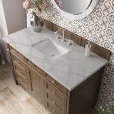Brittany 48" Single Vanity, Saddle Brown w/ 3 CM Victorian Silver Silestone Top