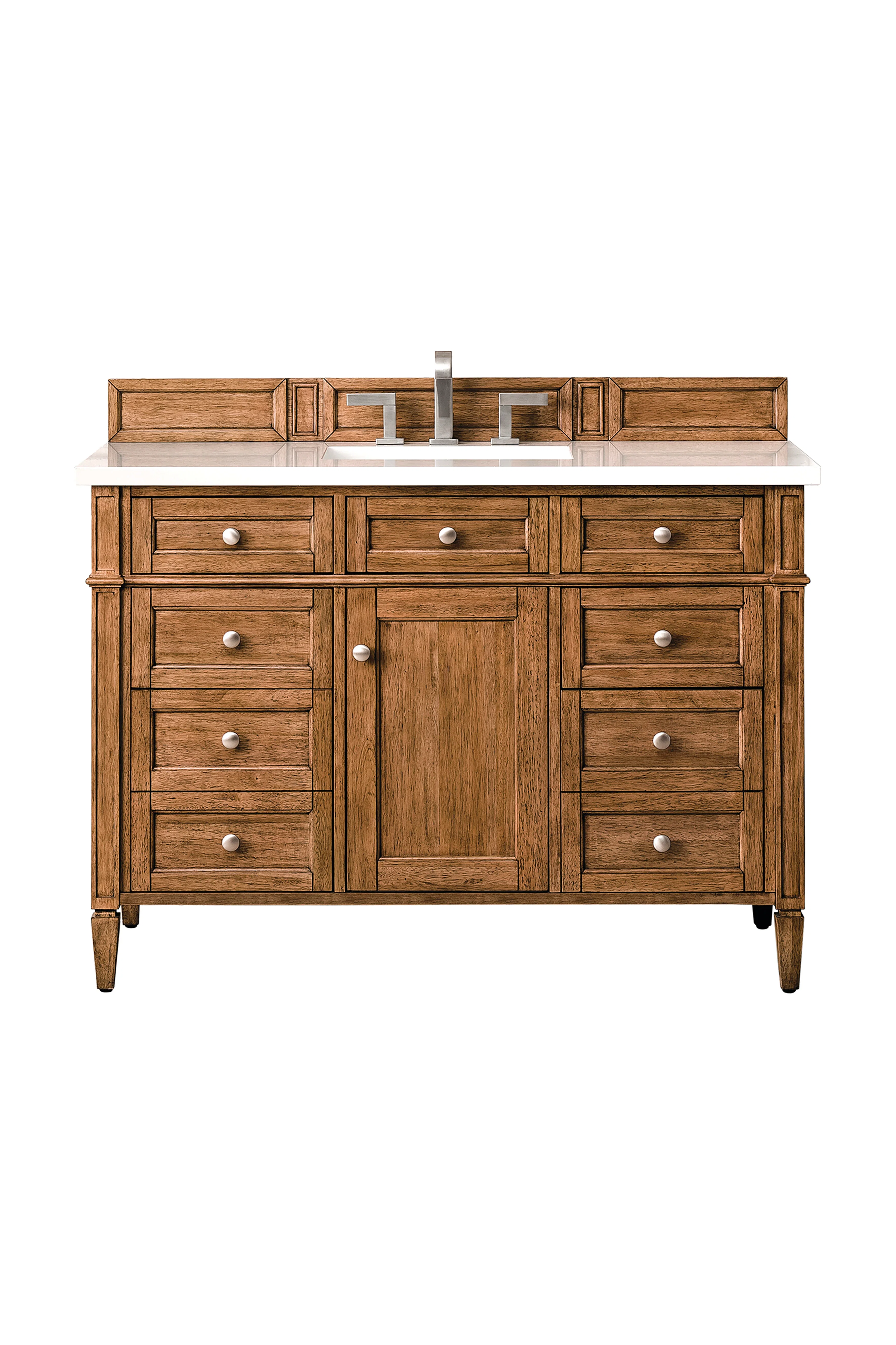 Brittany 48" Single Vanity, Saddle Brown w/ 3 CM White Zeus Silestone Top