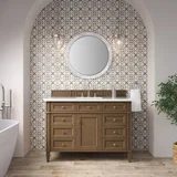Brittany 48" Single Vanity, Saddle Brown w/ 3 CM White Zeus Silestone Top