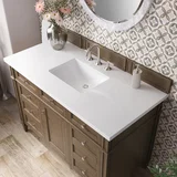 Brittany 48" Single Vanity, Saddle Brown w/ 3 CM White Zeus Silestone Top