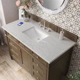 Brittany 48" Single Vanity, Saddle Brown w/ 3 CM Eternal Jasmine Pearl Silestone Top w/FreePower Wireless Charger